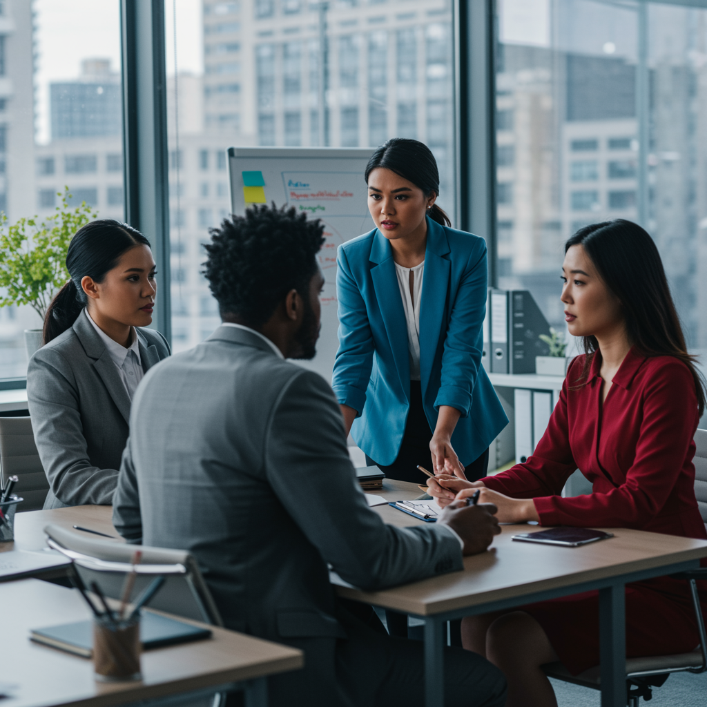 Profesional de atención al cliente comunicándose con calma con un cliente para resolver un conflicto.