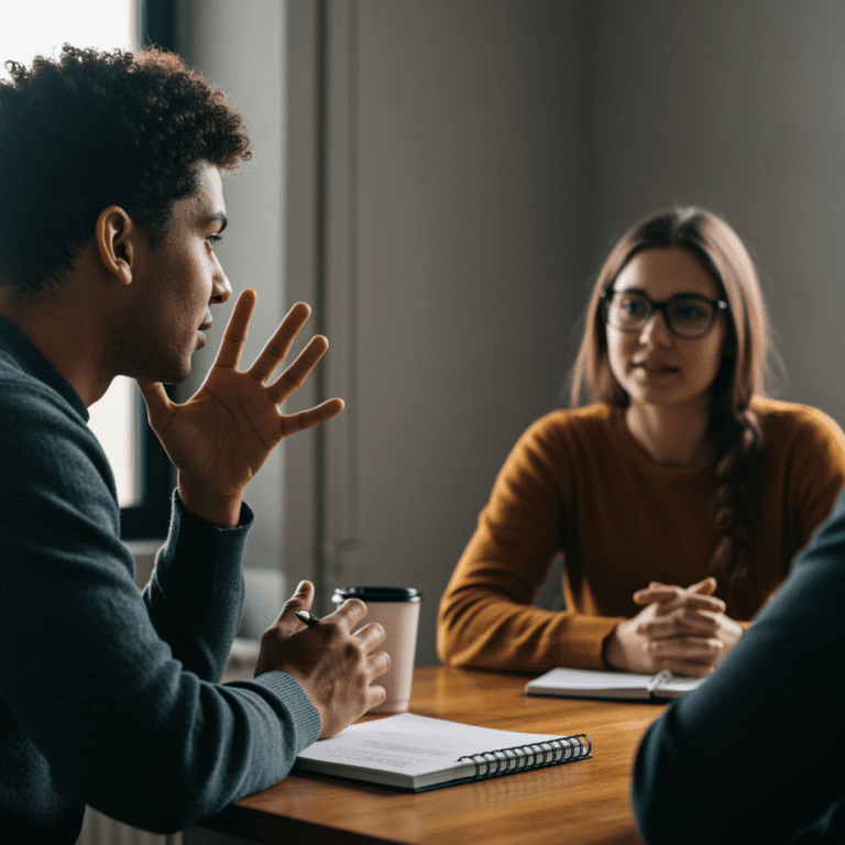 Persona demostrando inteligencia emocional en una conversación laboral