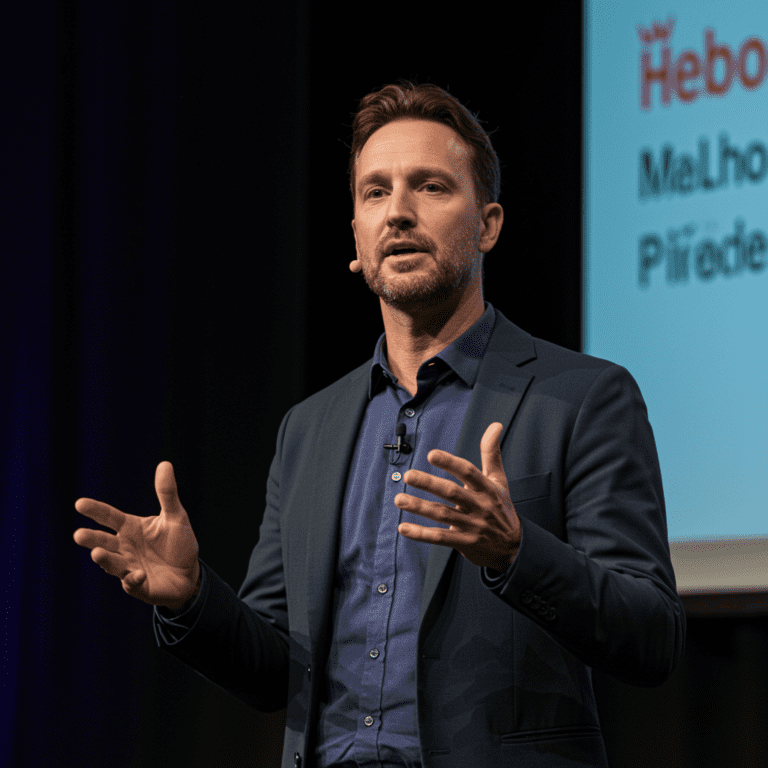 Persona hablando en público con confianza durante una presentación.